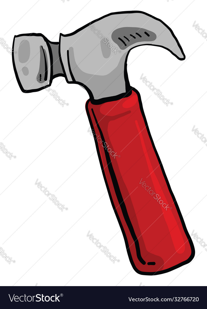 Red hammer on white background