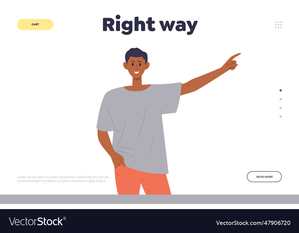 Right way landing page design template with happy