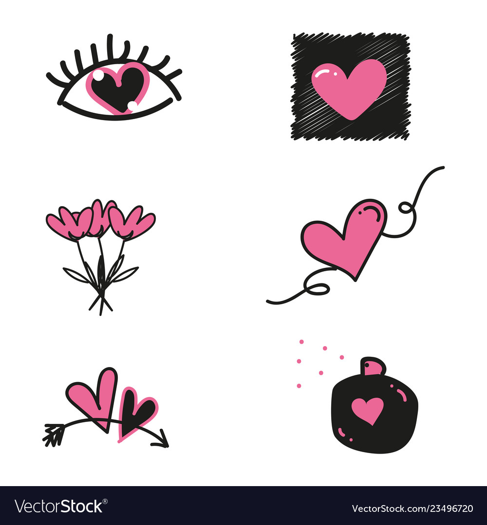 Set of valentines day design elements vector image Set of valentines day design elements