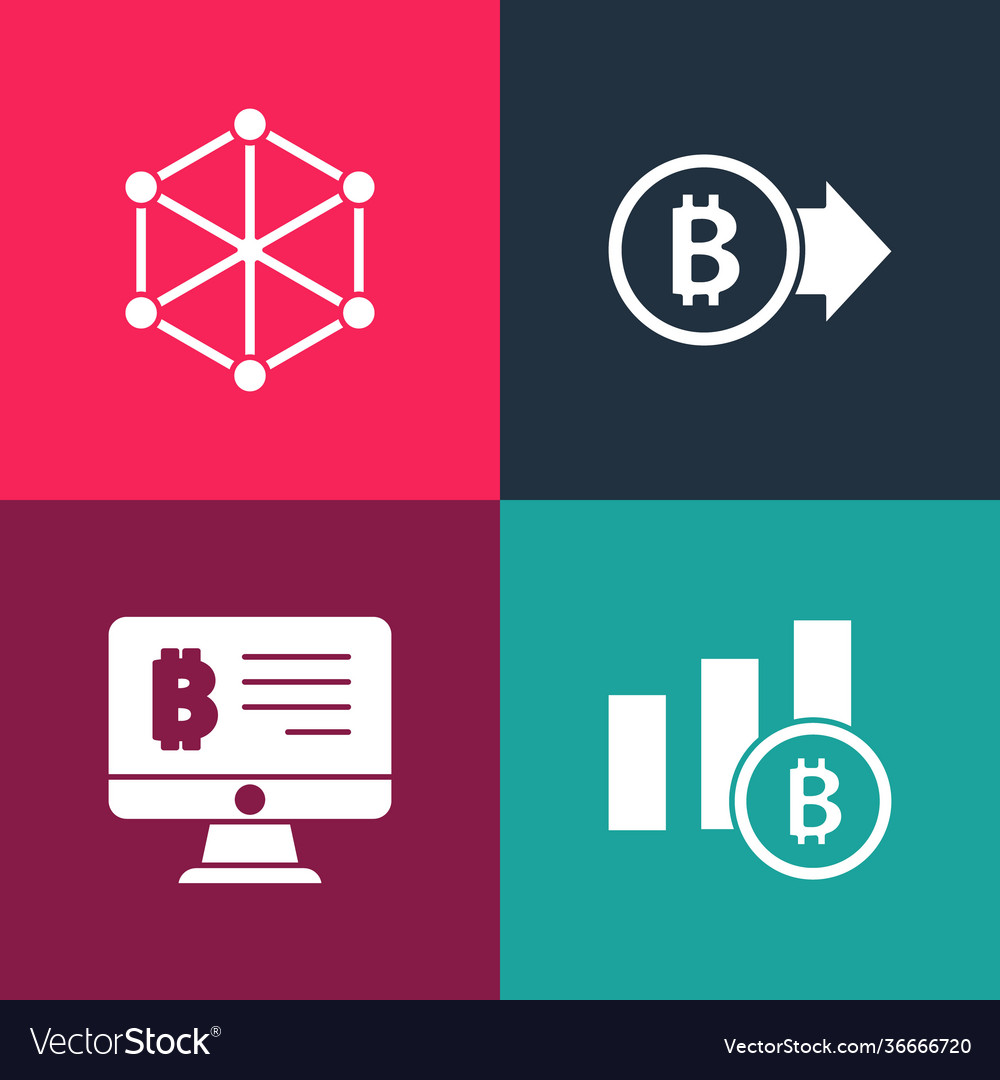 Set pop art pie chart infographic bitcoin mining