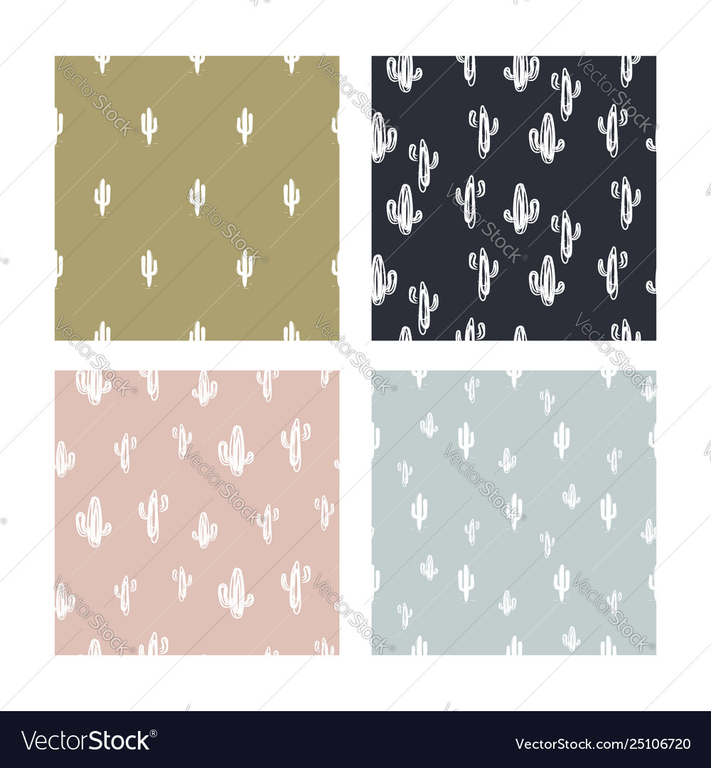 Silhouette cactus pattern seamless texture vector image Silhouette cactus pattern seamless texture