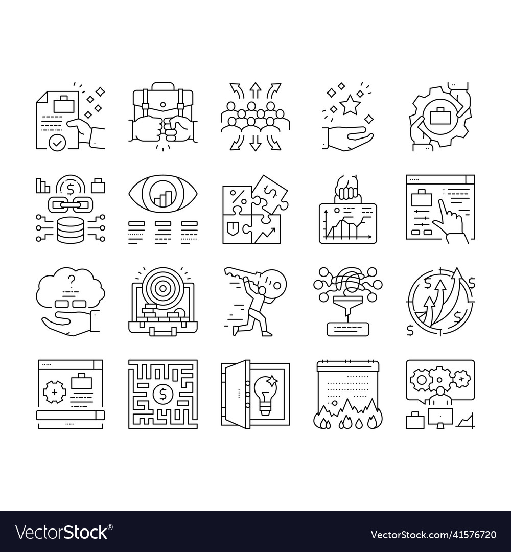 Solution business problem task icons set