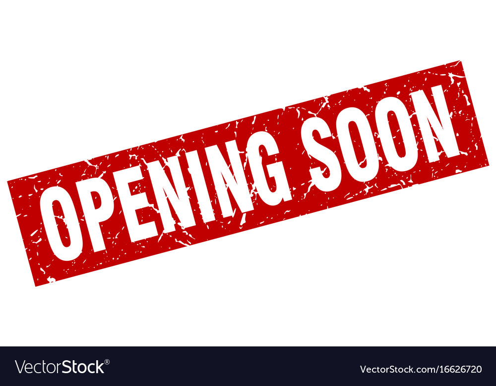 Square Grunge Red Opening Soon Stamp Royalty Free Vector