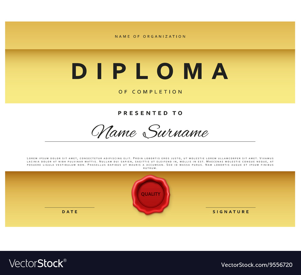 Template certificate design in gold color