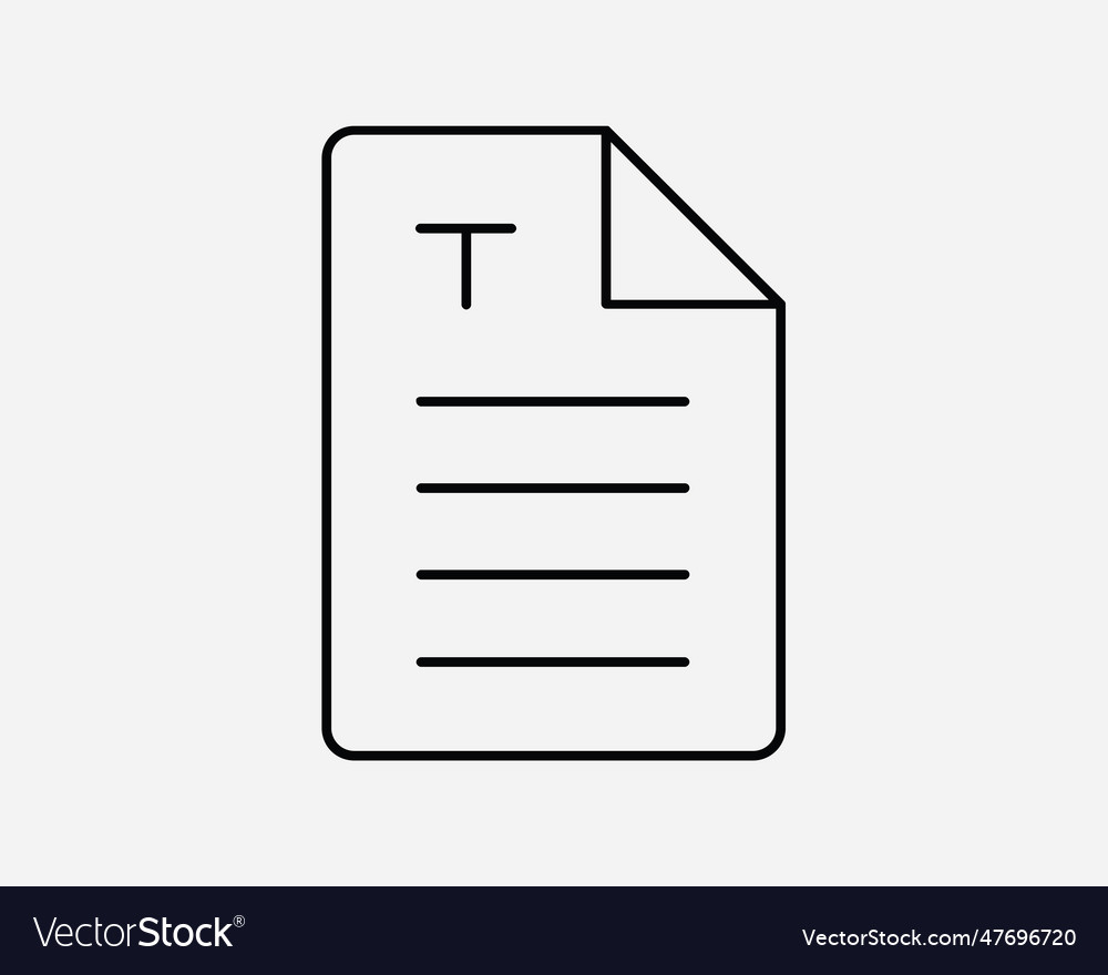 Text document line icon symbol sign page file note vector image Text document line icon symbol sign page file note