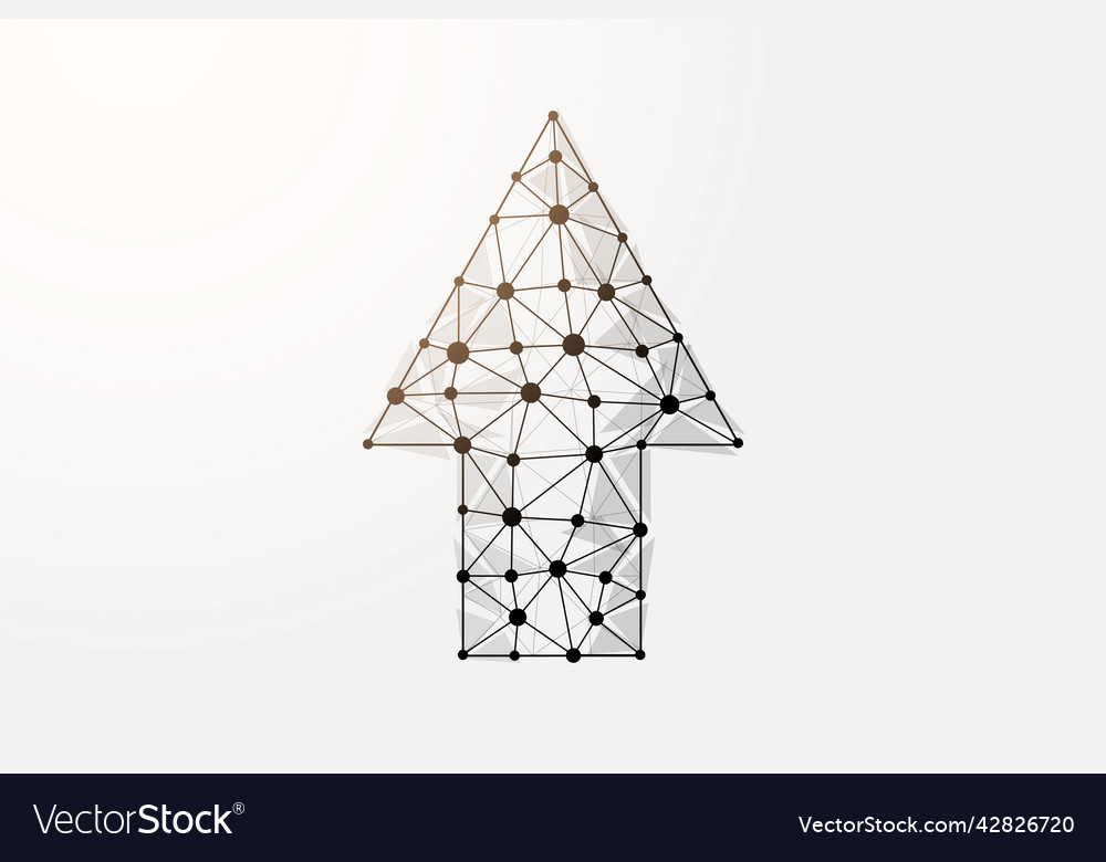 Up arrow 3d low poly symbol with connected dots Vector Image Up arrow 3d low poly symbol with connected dots