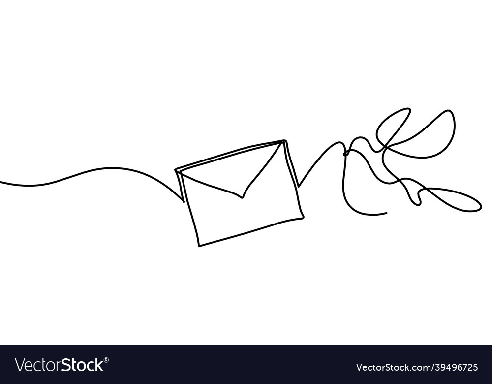 Abstract paper envelope with bird as line drawing