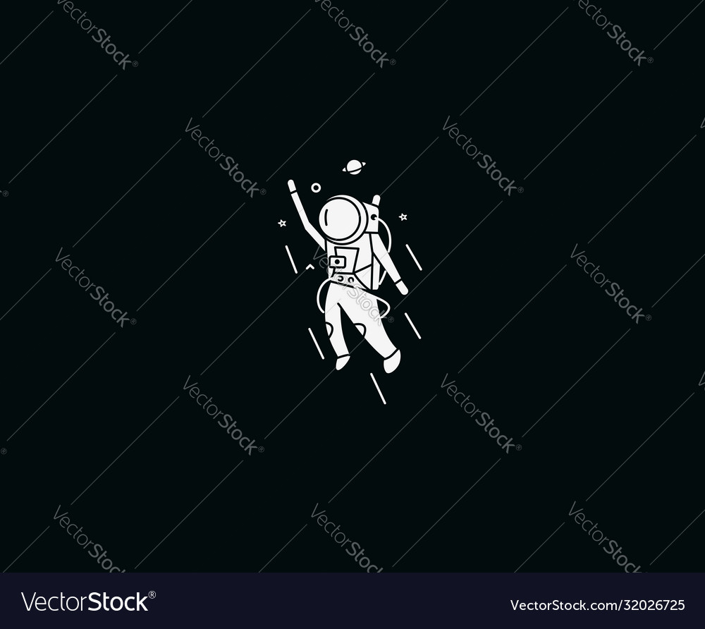 Astronaut in spacesuit flat line art design