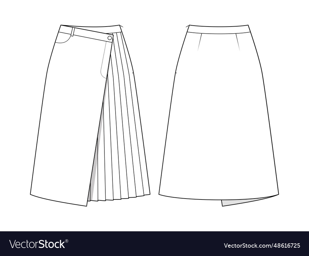 Asymmetric wrap skirt Royalty Free Vector Image