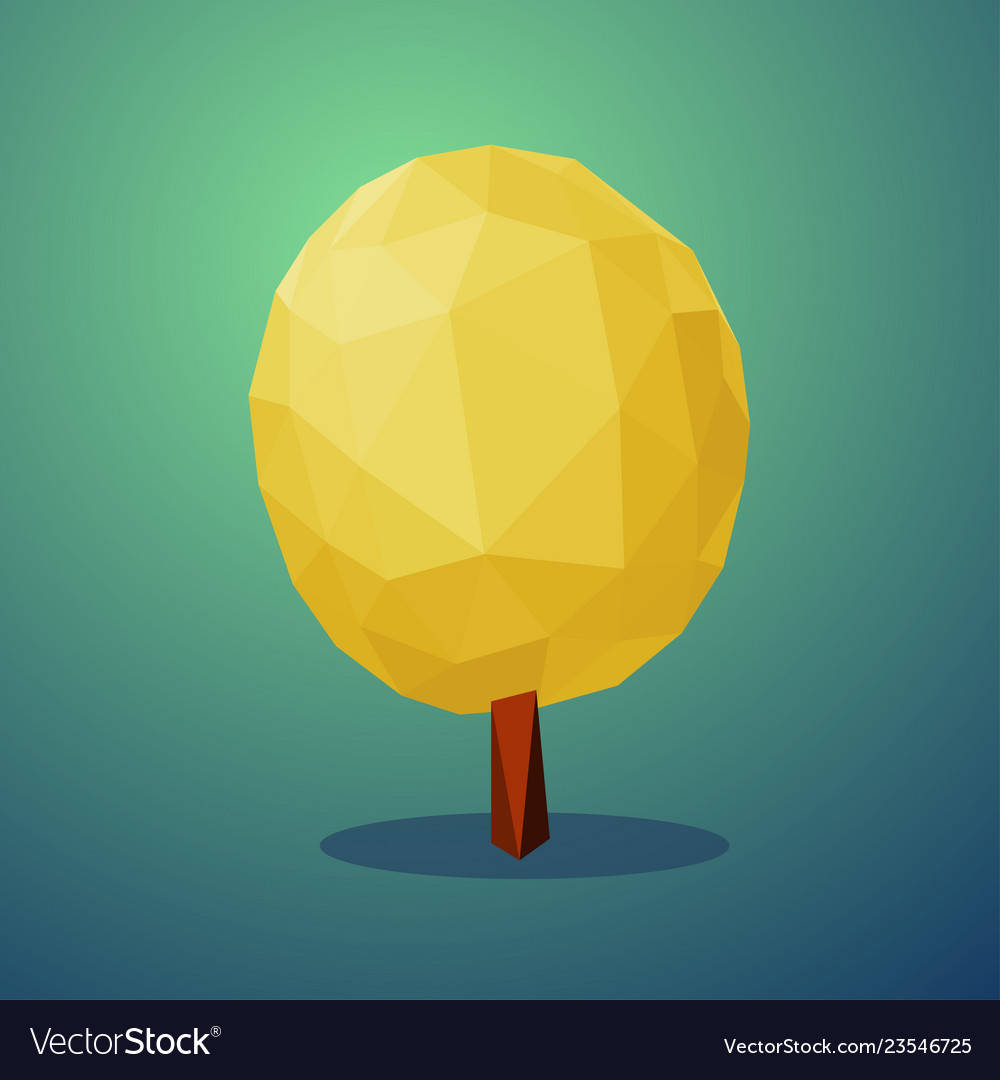 Autumn tree low poly style design element Vector Image Autumn tree low poly style design element