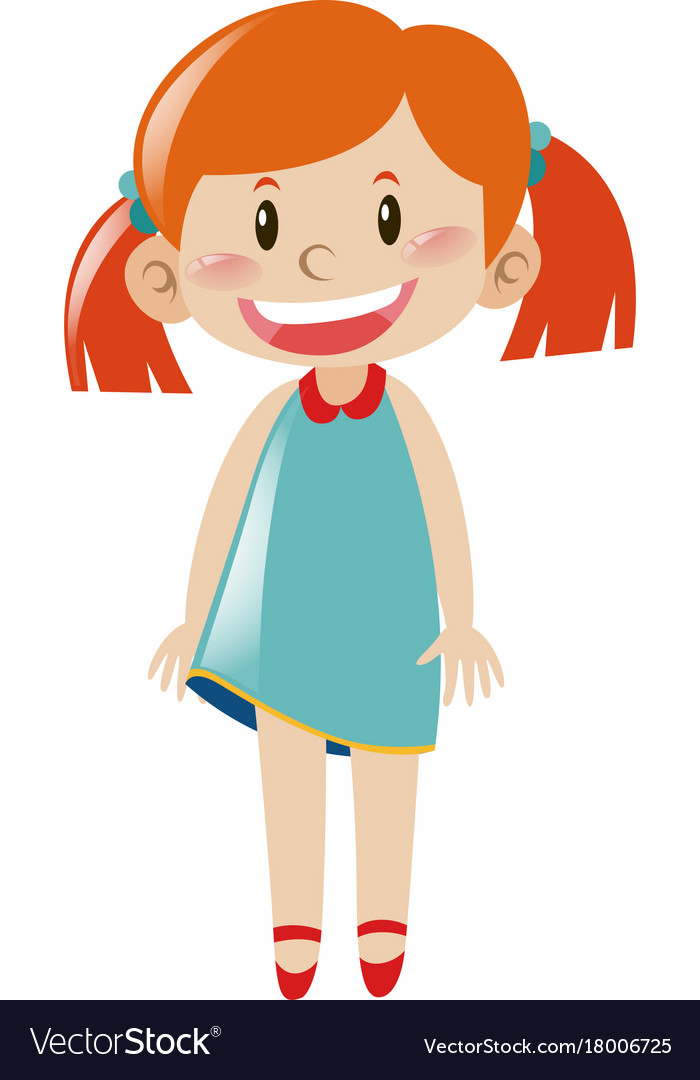 Cute girl in blue dress Royalty Free Vector Image