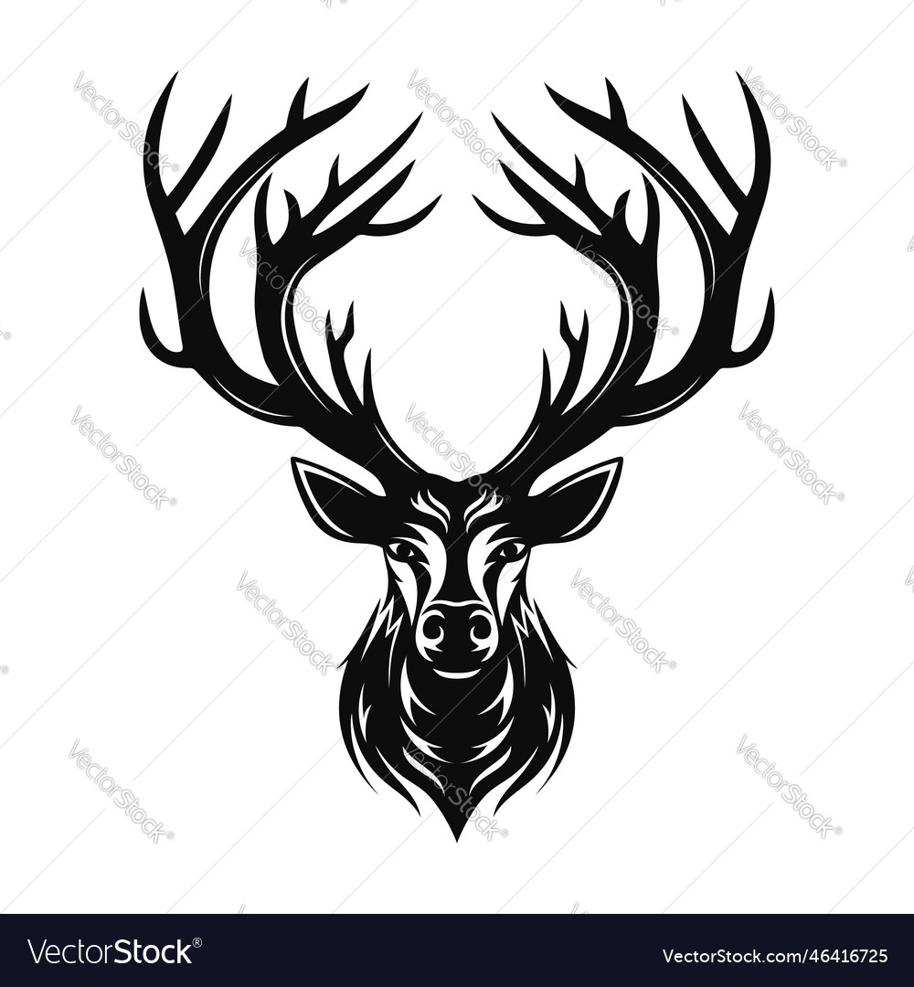 Deer head logo black silhouette Royalty Free Vector Image