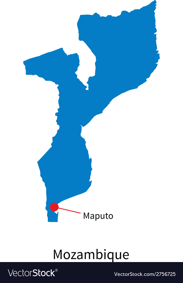 Detailed map of Mozambique and capital city Maputo