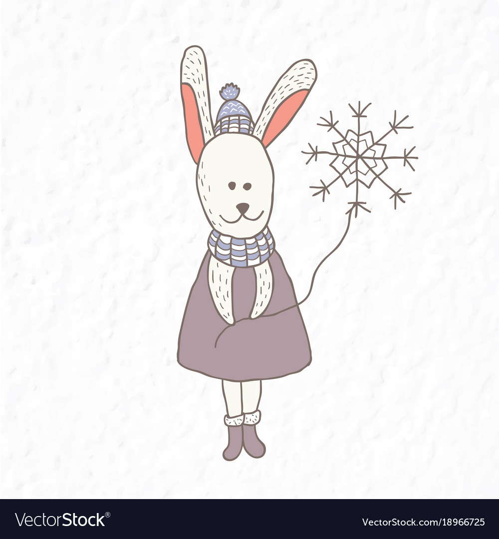 Funny Rabbit Nursery Art Minimalist Scandinavian Vector Image