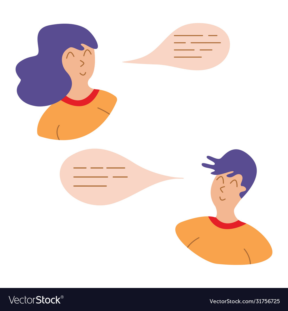 Girl and guy with speech bubble thoughts Vector Image