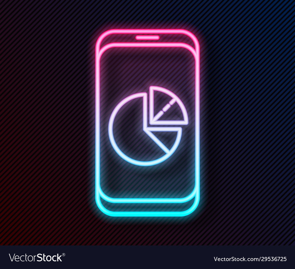 Glowing neon line mobile phone with graph chart vector image Glowing neon line mobile phone with graph chart