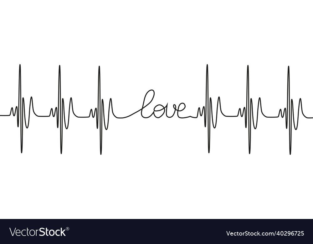 Love lettering heartbeat design positive