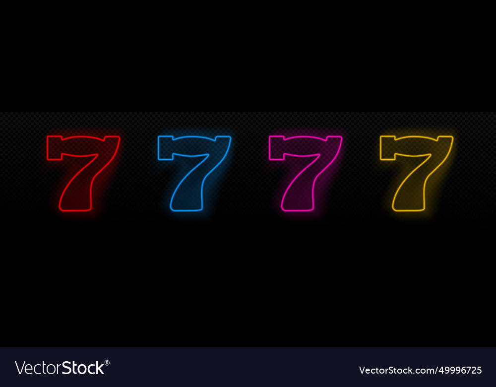 Lucky seven neon icon three 7 jackpot