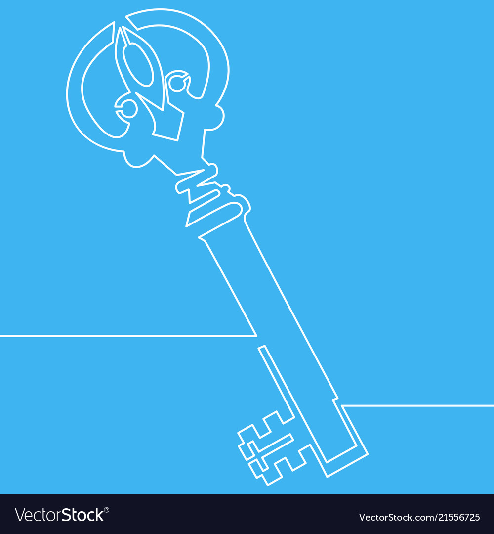 One line drawing of isolated object key Vector Image One line drawing of isolated object key