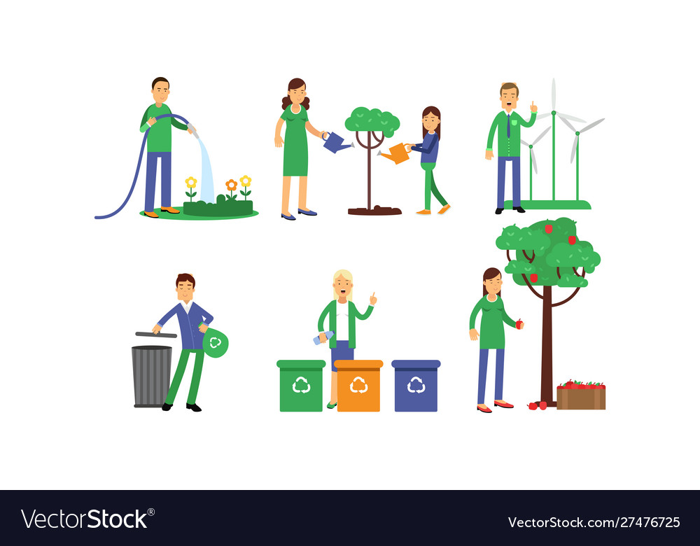 people-solving-various-environmental-problems-vector-image