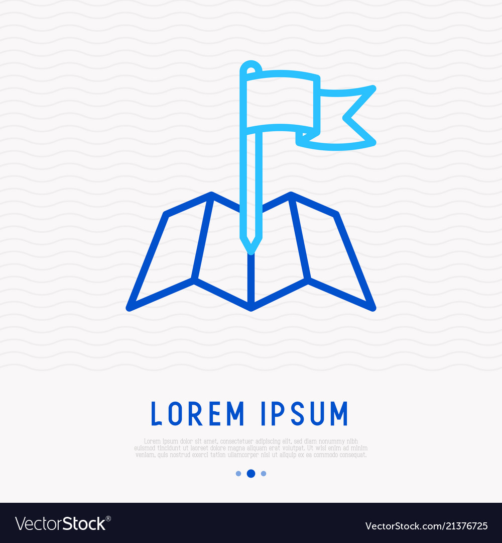 Pointer on opened map thin line icon