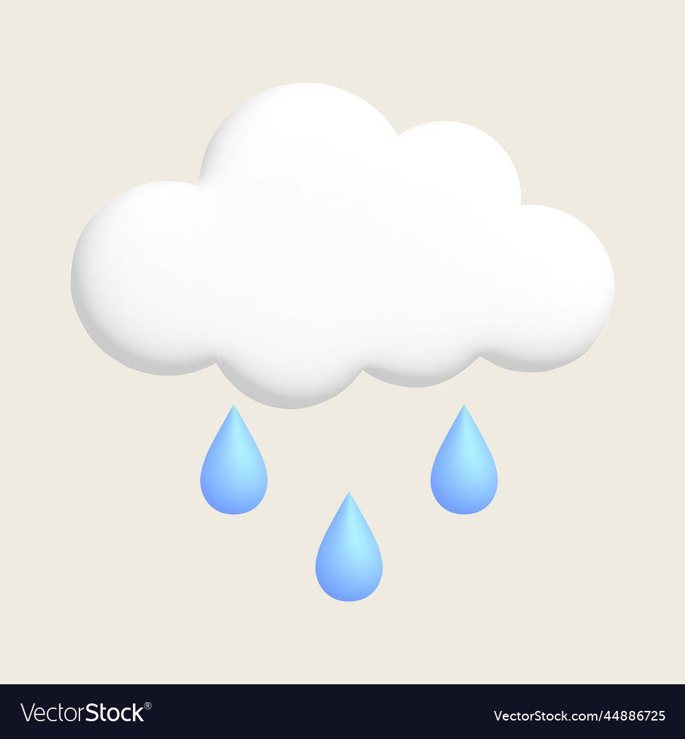 Rain white cloud raindrops cute weather realistic Vector Image