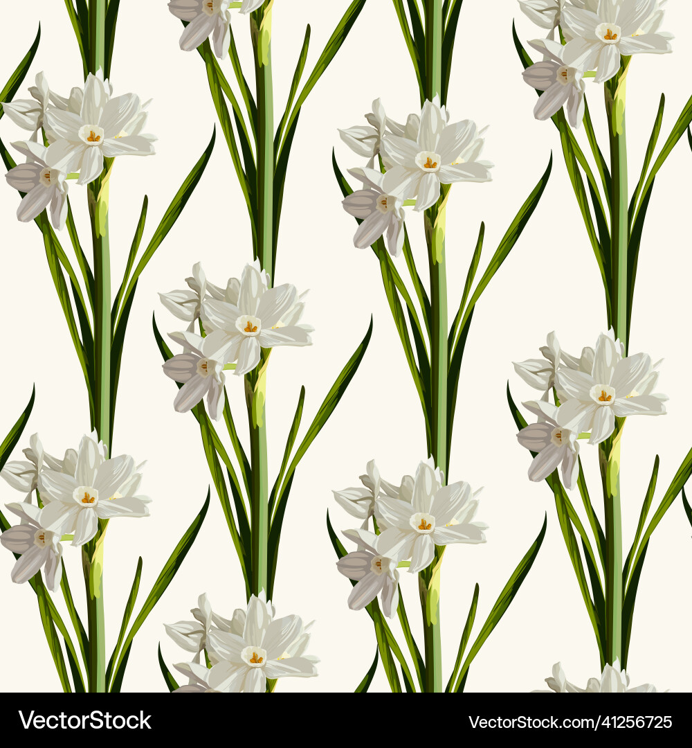 Retro Flower Seamless Pattern Daffodils Vector Image