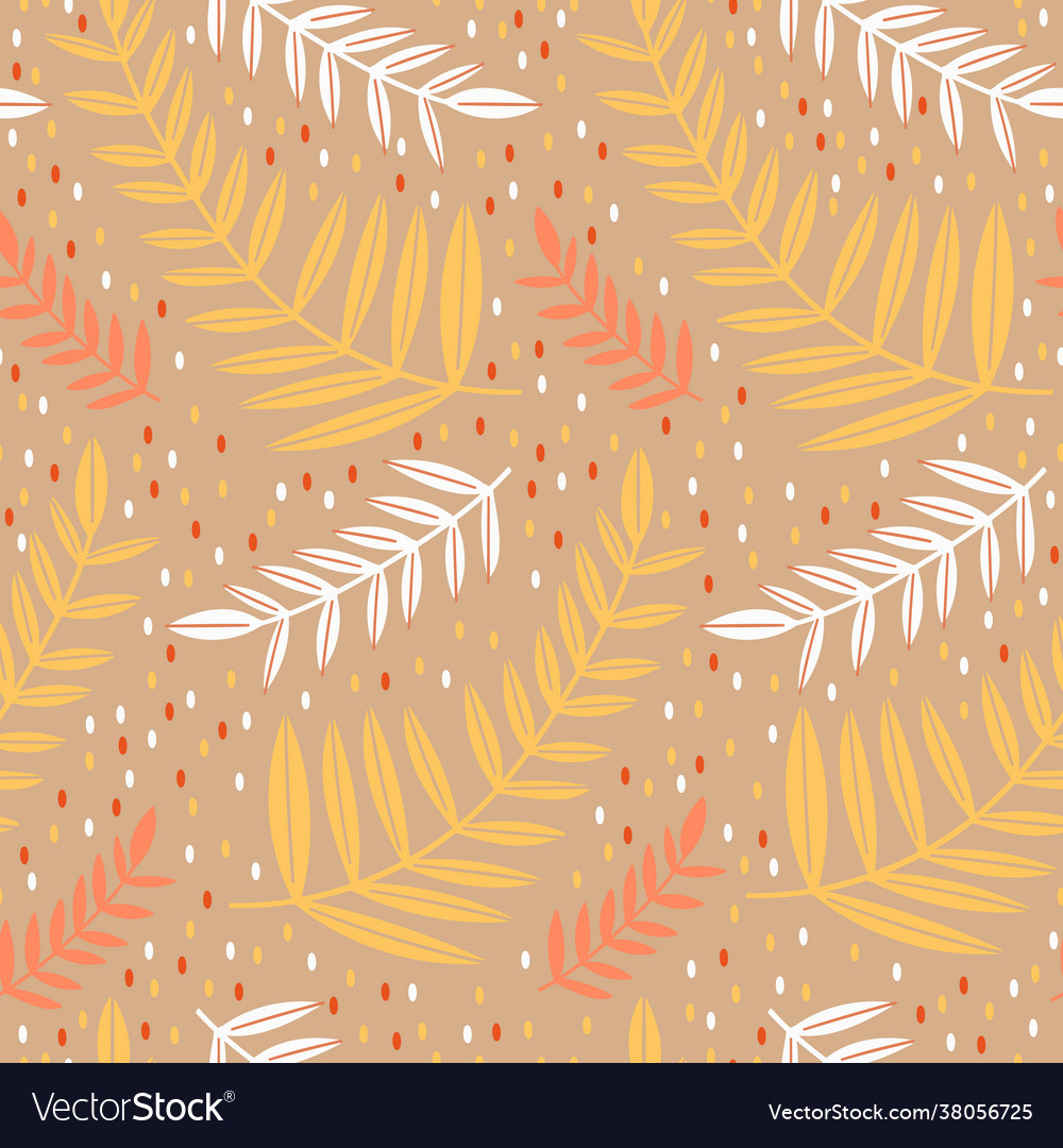 Seamless pattern leaves plant floral motif nature Vector Image