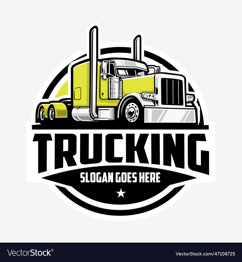 Semi truck big rig 18 wheeler circle emblem logo Vector Image