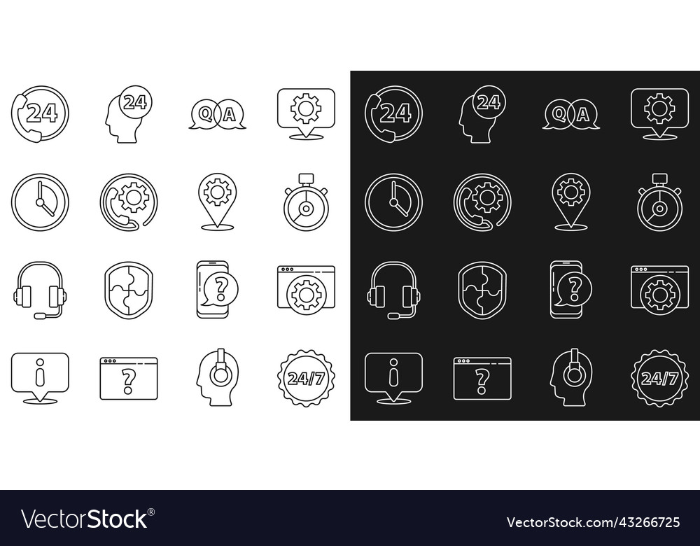 Set line clock 24 hours browser setting Vector Image Set line clock 24 hours browser setting