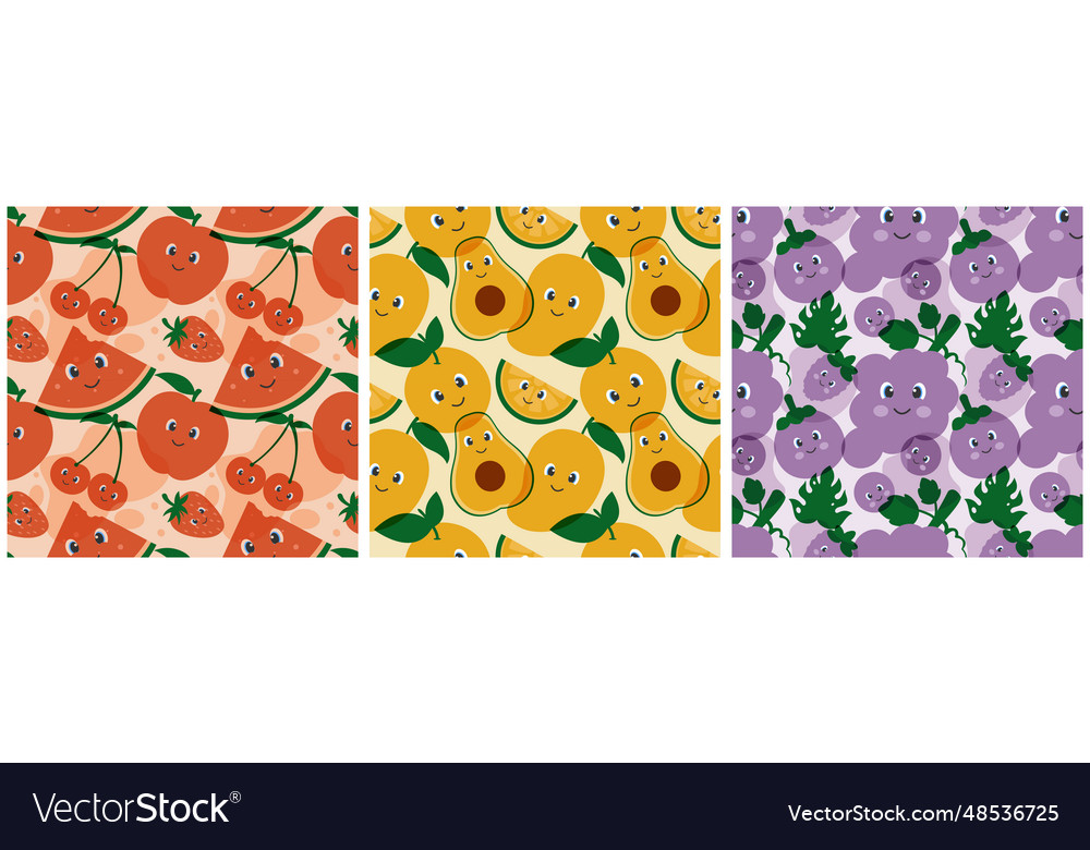 Set of smile seamless pattern design with smiling vector image Set of smile seamless pattern design with smiling