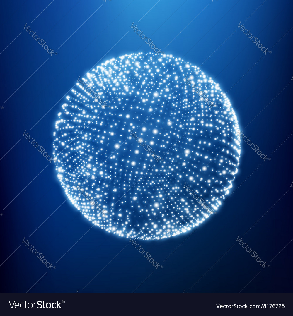 Sphere consisting of points 3d glowing grid
