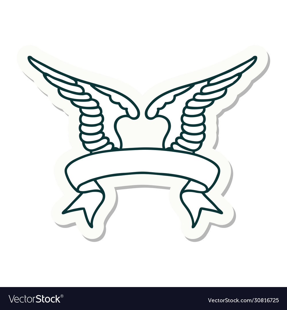 Tattoo sticker with banner a wing Royalty Free Vector Image