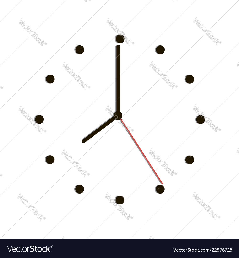 Time clock with shadow on white background