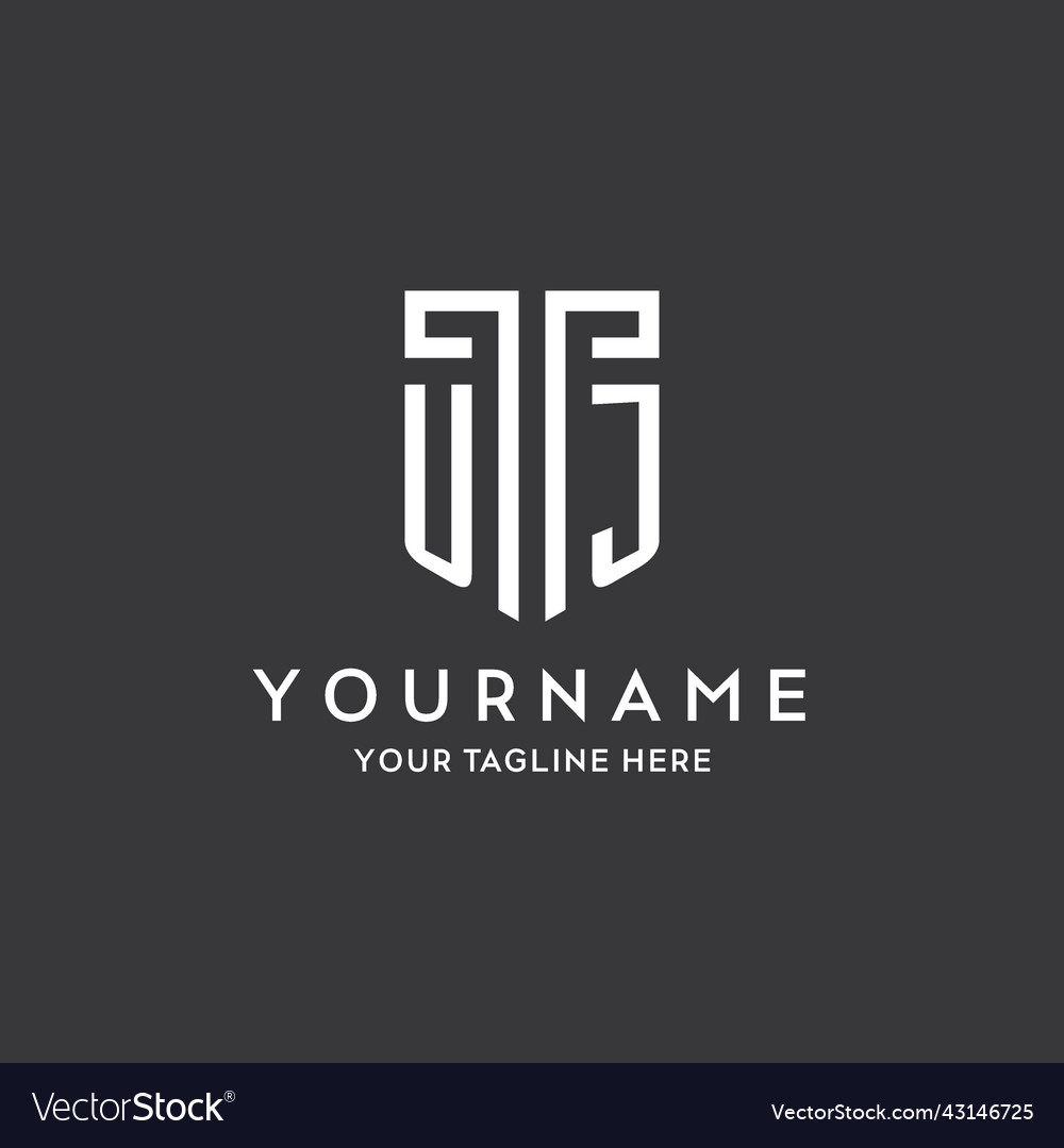 Uj monogram initial name with shield shape icon Vector Image Uj monogram initial name with shield shape icon