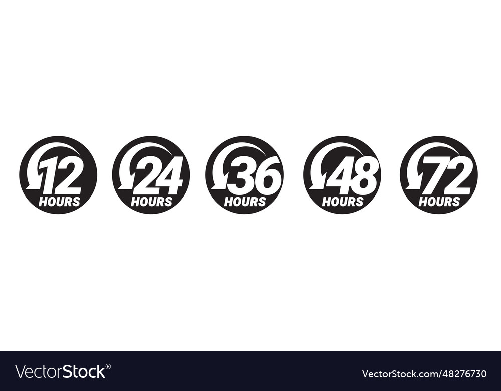 12 24 36 48 and 72 hours order execution Vector Image