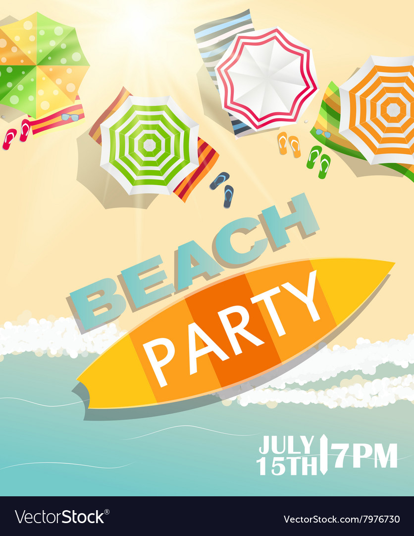 Beach summer party poster Royalty Free Vector Image