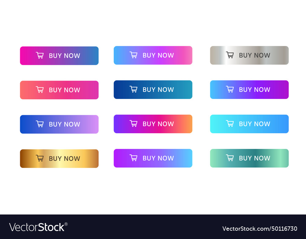 Buy now cart button rounded in gradient vibrant Vector Image