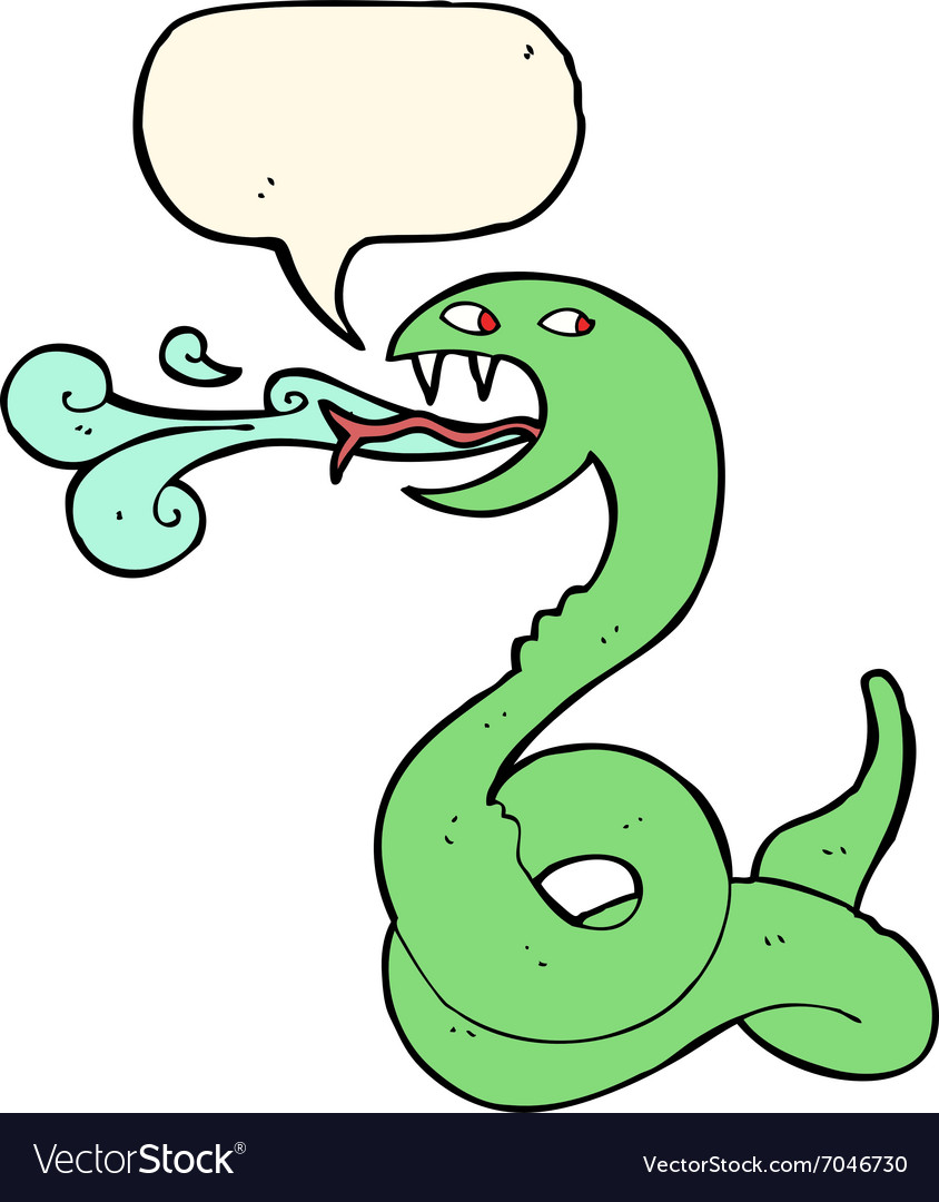Cartoon hissing snake with speech bubble Vector Image Cartoon hissing snake with speech bubble Vector Image