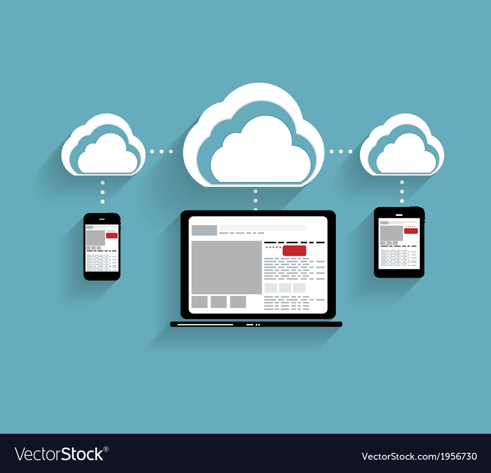 Cloud computing concept on different electronic