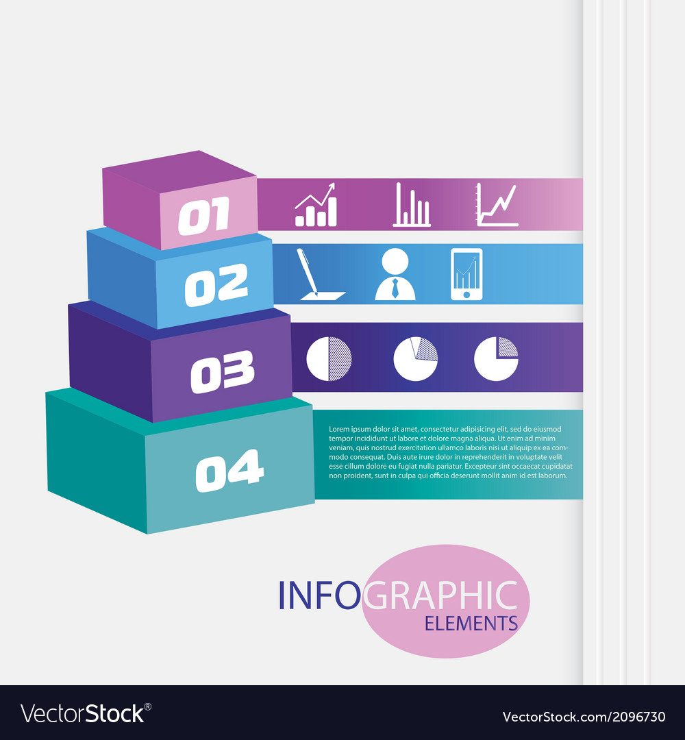 Colored pyramid with numbers and icons