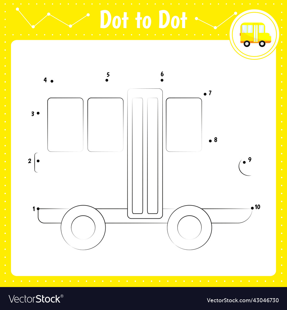 Connect the dots bus school dot Royalty Free Vector Image