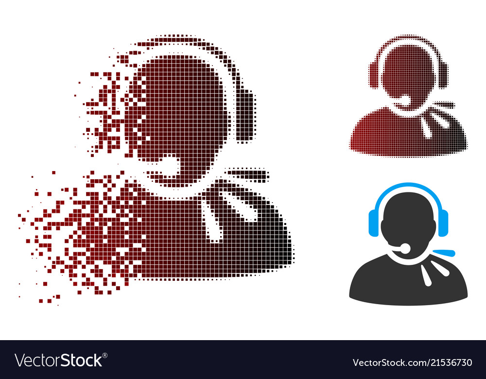 Disappearing pixel halftone operator speech icon vector image Disappearing pixel halftone operator speech icon