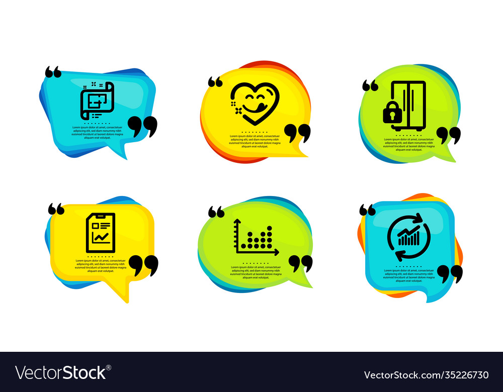 Dot plot report document and yummy smile icons vector image Dot plot report document and yummy smile icons