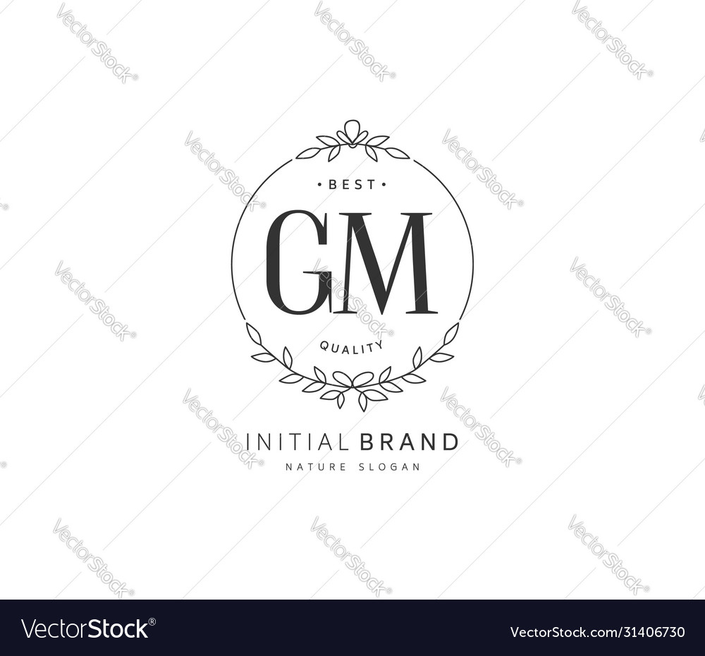 G m gm beauty initial logo handwriting