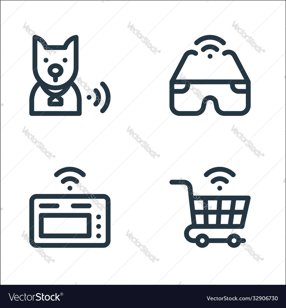 Internet things line icons linear set quality vector image Internet things line icons linear set quality