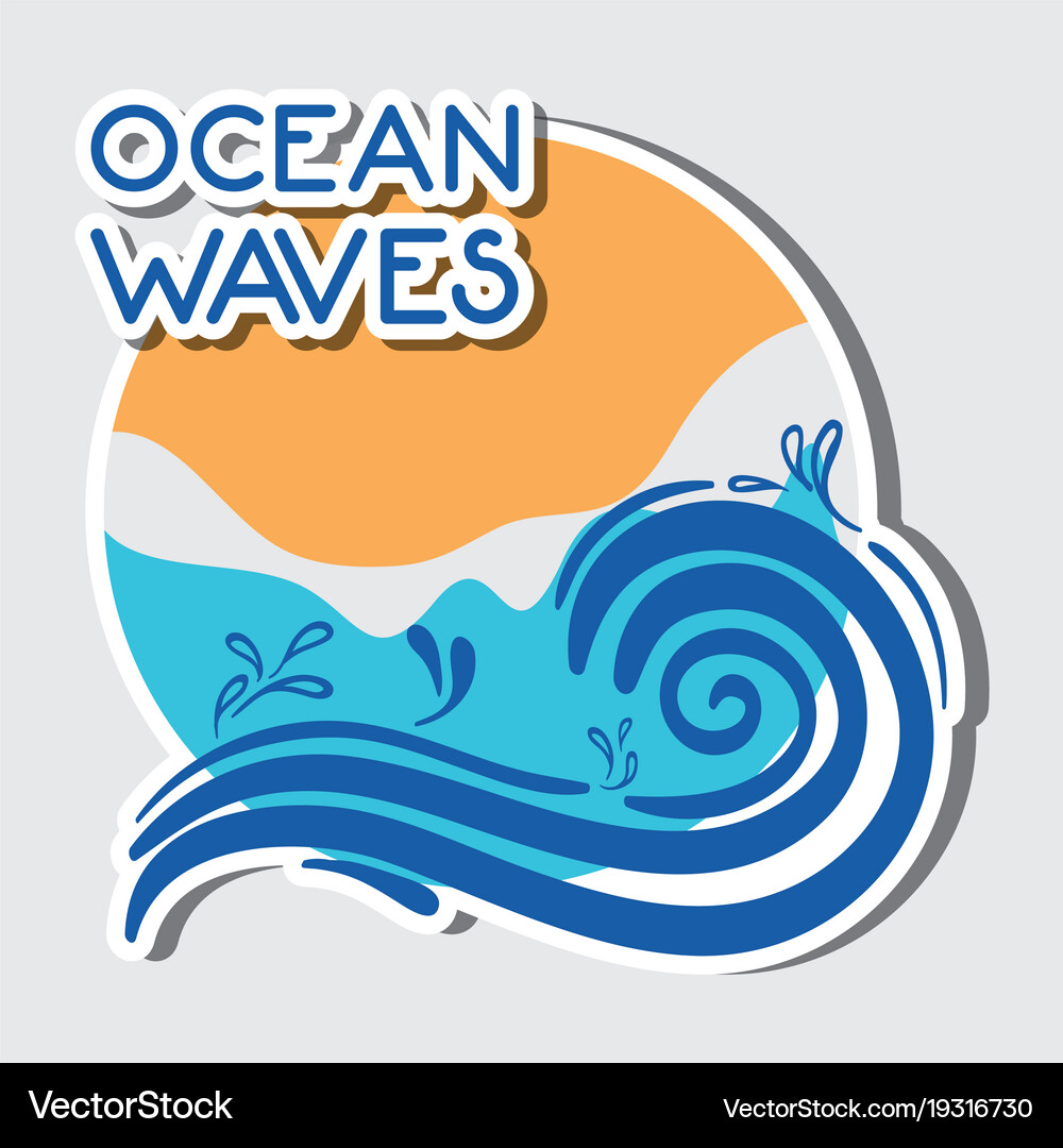Natural ocean waves with nice landscape Royalty Free Vector