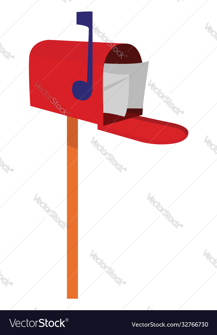 Red mail box on white background