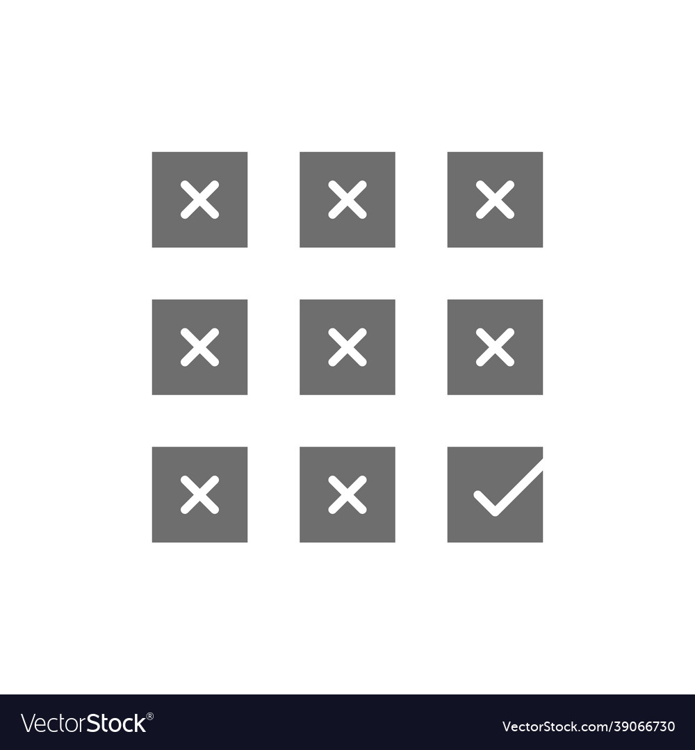 Right choice check mark on ballot checklist grey