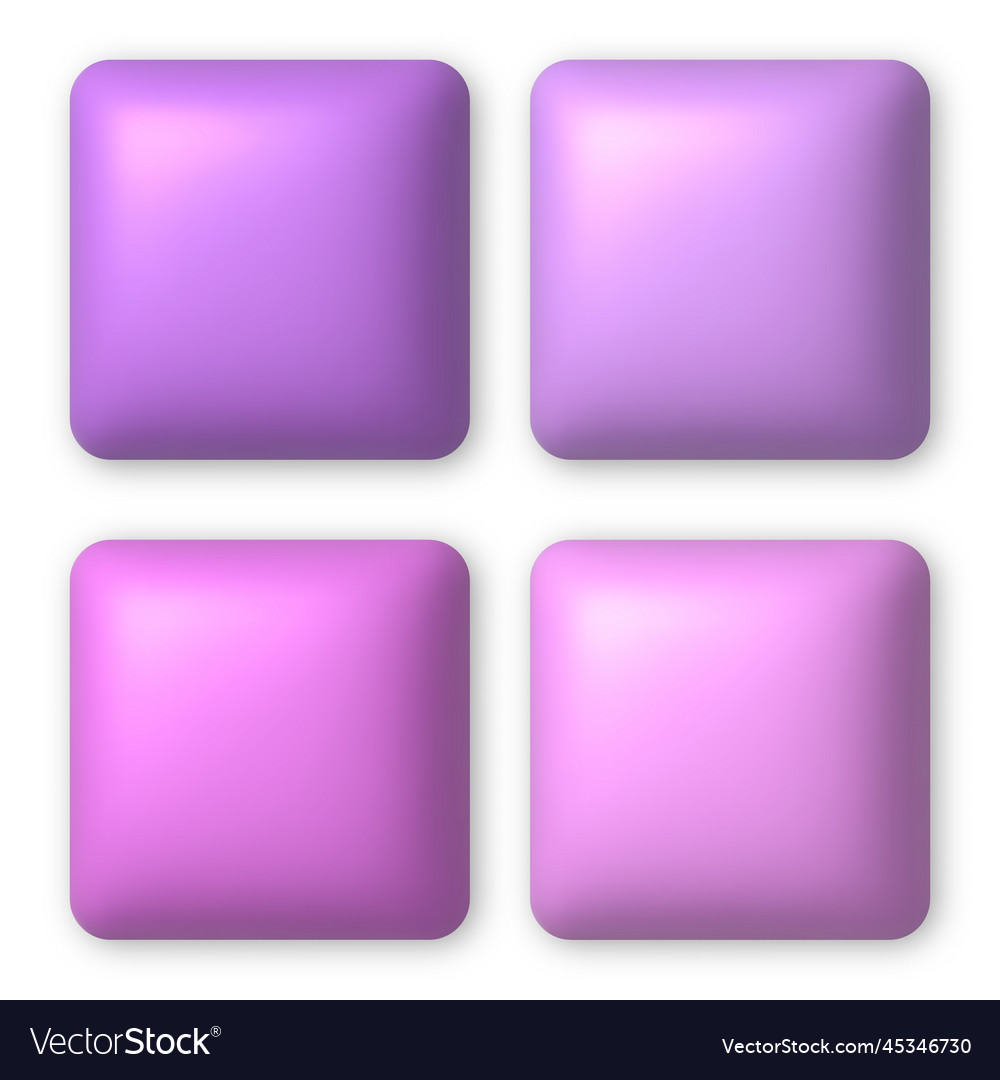 Set of 4 pink and lilac 3d buttons for web design vector image Set of 4 pink and lilac 3d buttons for web design